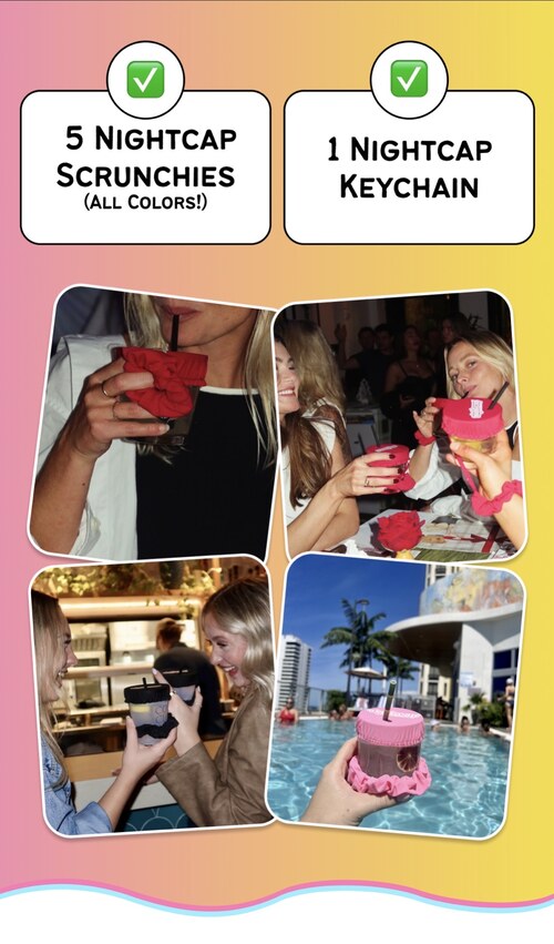 NightCap Drink Cover Scrunchie Bundle – All Colours + Keychain